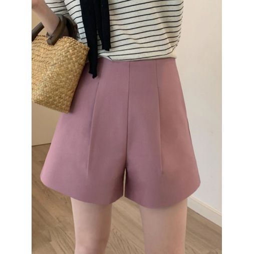 A-Line Back Zip Loose Suit Shorts