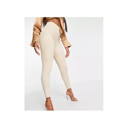 ASOS DESIGN Hourglass high waist skinny pant in faux suede in taupe