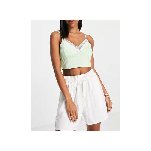 Urban Revivo drawstring waist shorts in white